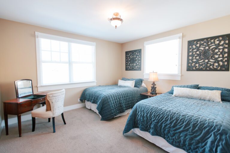 One of many bedrooms at Higuera Ranch airbnb luxury house rental surrounded by the san luis obispo hills, two minutes from downtown SLO